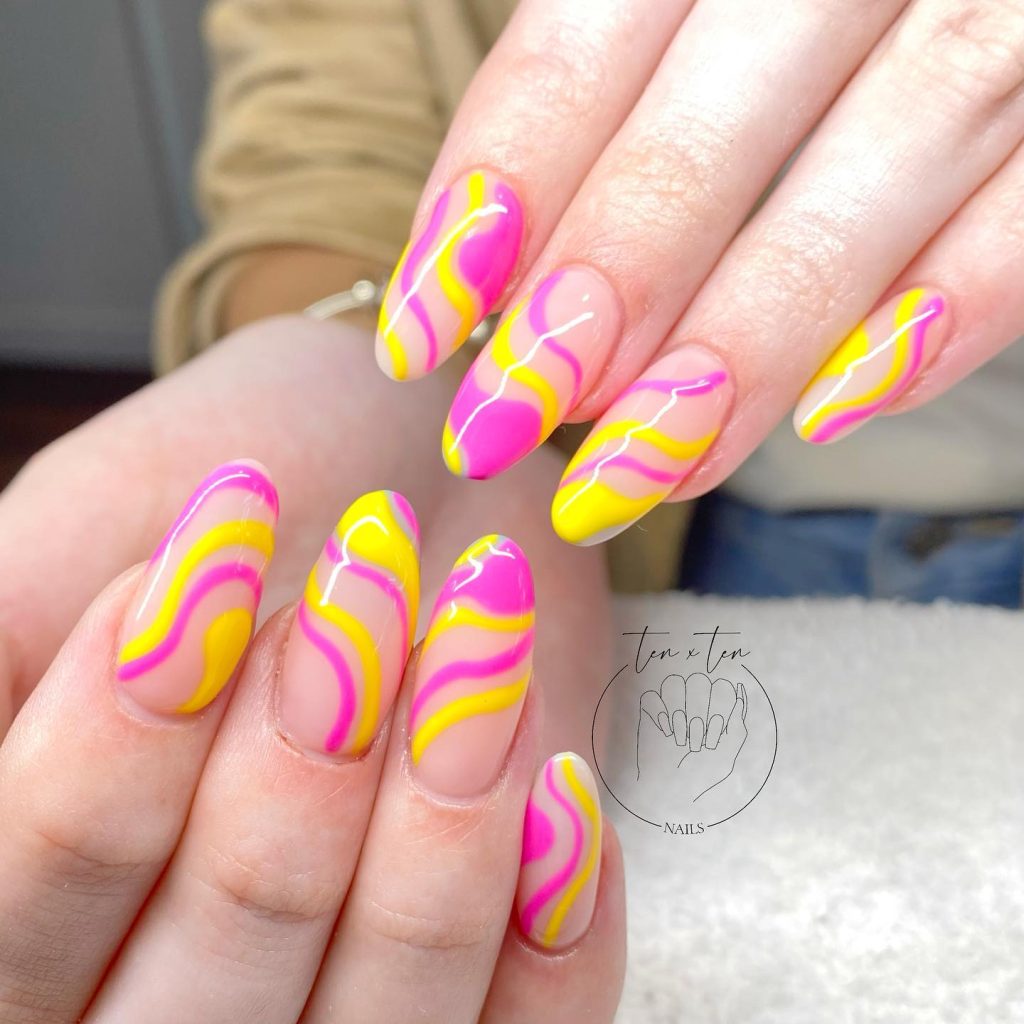 yellow and pink nails you must try this year